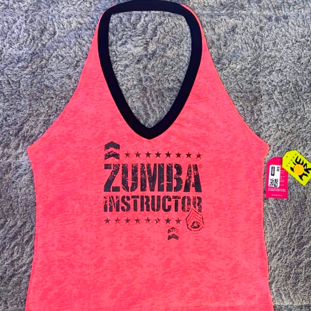 Zumbawear Instructor Zumba For All Halter Top Pink Happy Size XLovely MSRP $30